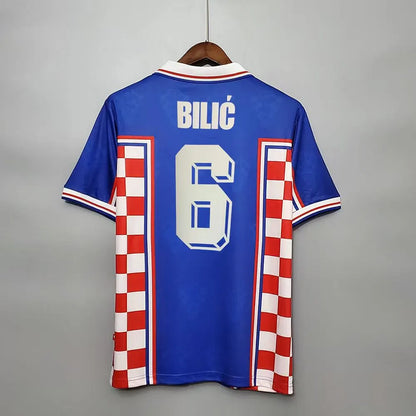 Croatia Nation Retro Men Jersey Away World Cup Blue 1998