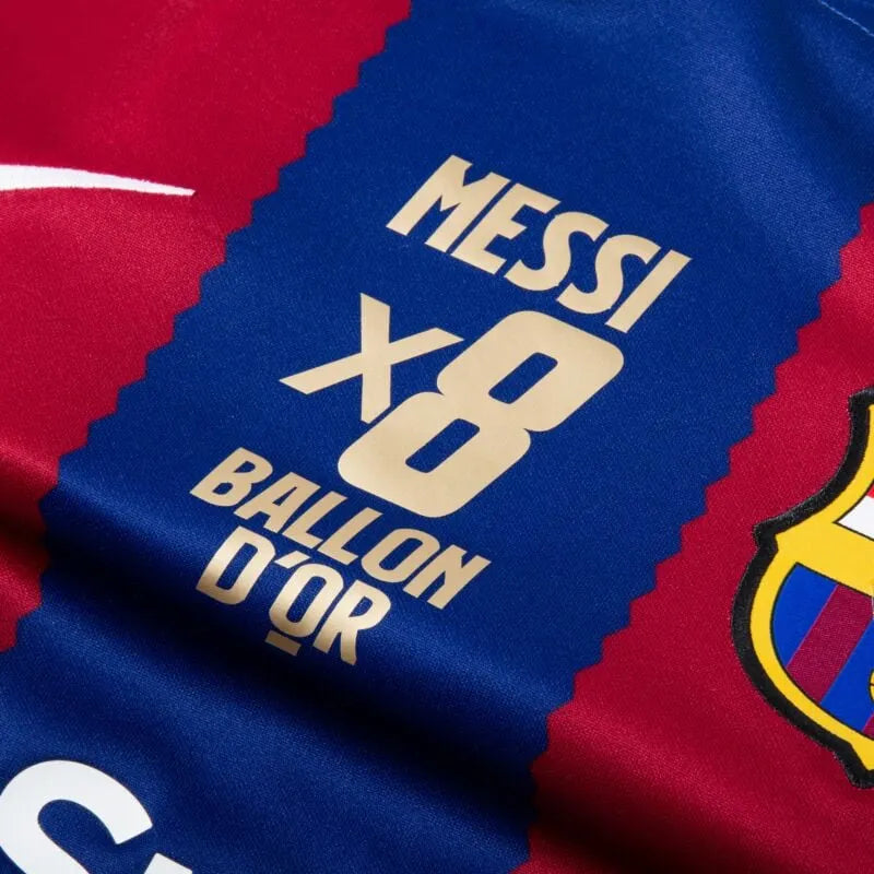 Barcelona Home Shirt incl. Messi 10 x8 Ballon D'or Winners Print 23-24 Size S-2XL