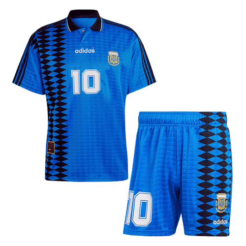 Retro Argentina Nation Jersey #10 Away Soccer Uniform Kids And Adult Kit 1994
