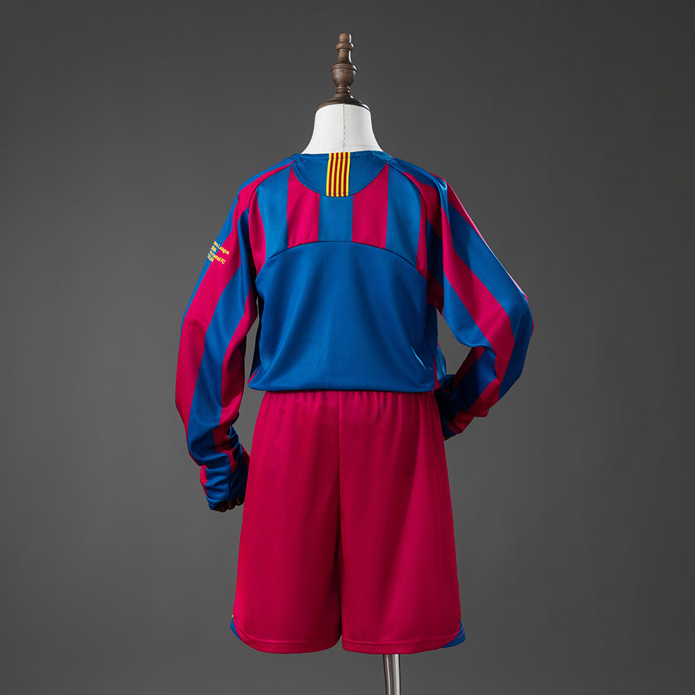 Barcelona 05-06 Home (UEFA Champions League) Retro Long Sleeve Kids Kit