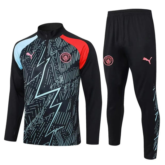 Manchester City Zipper Sweatshirt Kit(Top+Pants) 2023-24