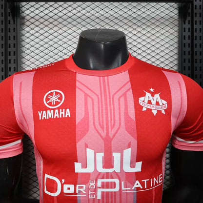 Player Version 25-26 Olympique de Marseille Red with Vertical Stripes Jersey