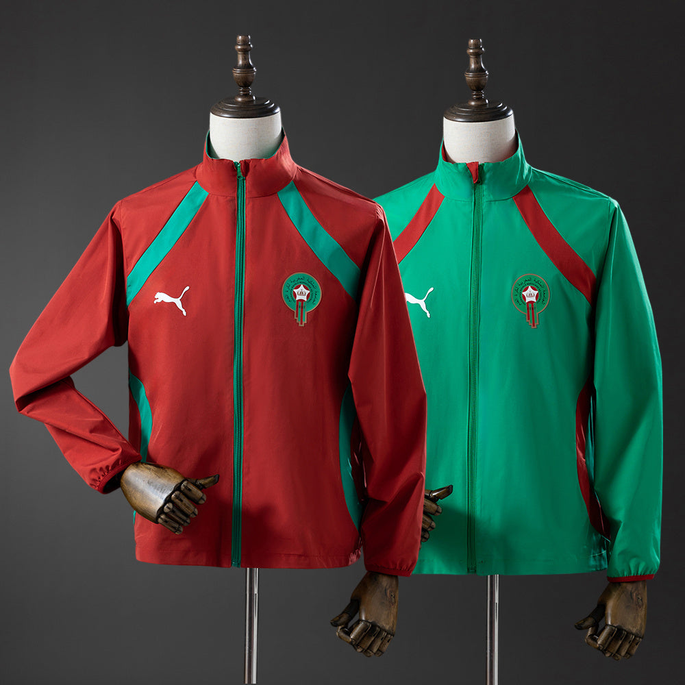 Morocco 2026 Reversible Jacket Windbreaker - Red & Green