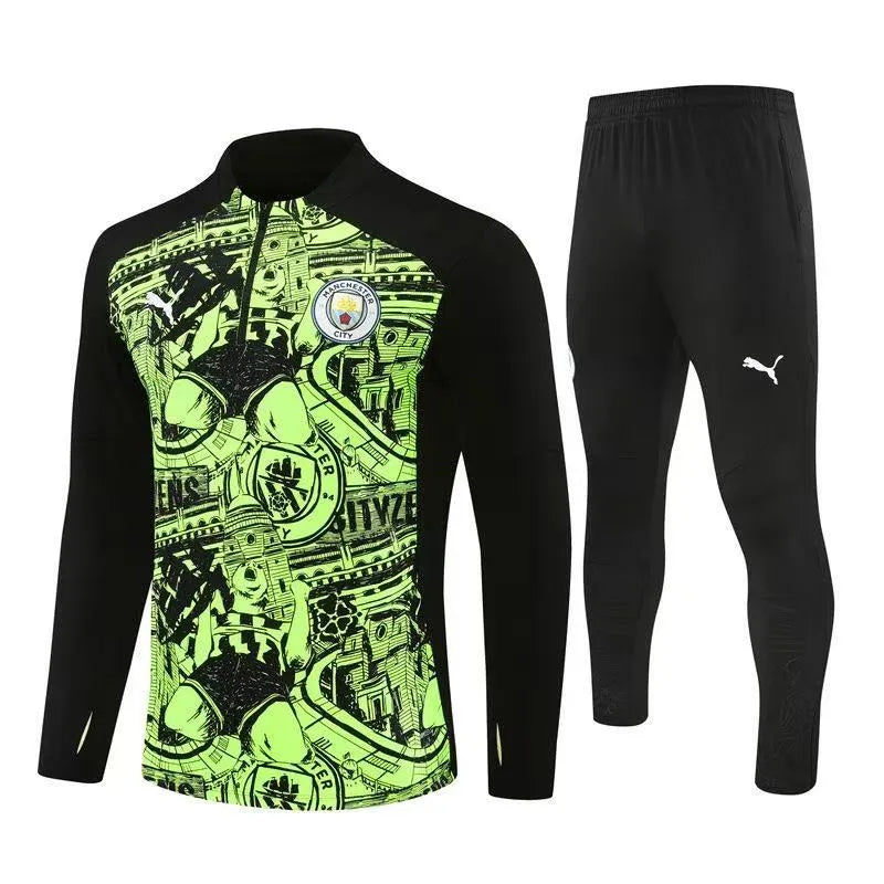 Kids Manchester City Zipper Sweatshirt Kit(Top+Pants) 2024-25