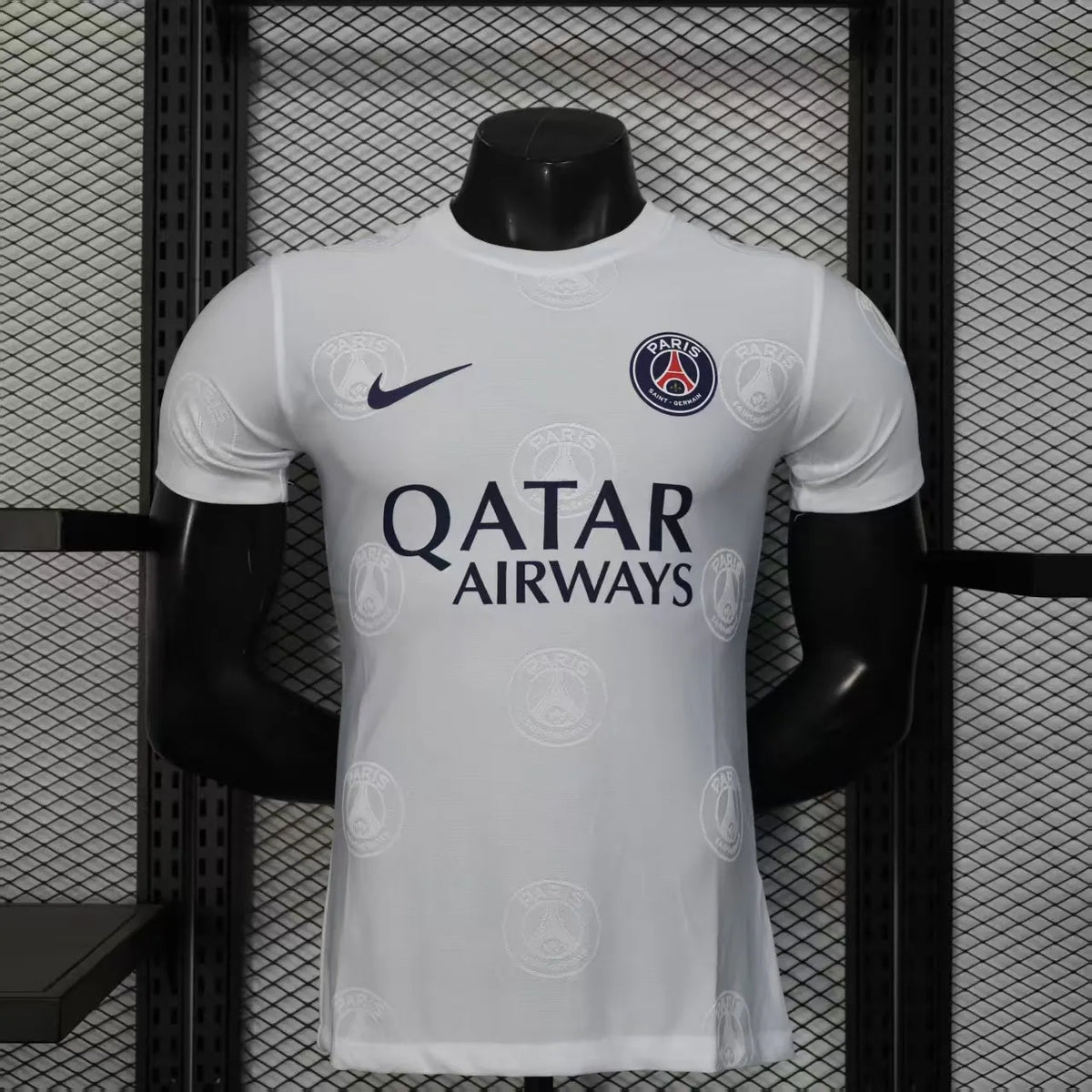 Player Version 25-26 PSG White with Embossed PSG Badge Pattern Jersey