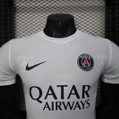 Player Version 25-26 PSG White with Embossed PSG Badge Pattern Jersey