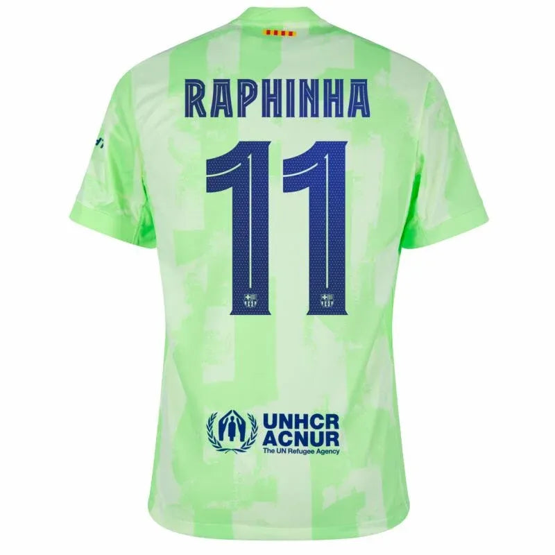 Barcelona 3rd Raphinha 11 Shirt incl. UNHCR and New Spotify Sponsor (Cup Style) 2024-2025 S-4XL