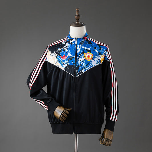 Manchester United Stone Roses Track Top 'Black Multi