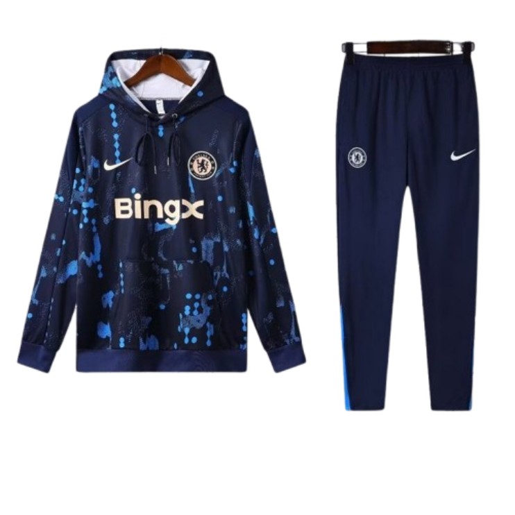 Nike Chelsea 2024-25 Black&amp;Blue Hooded Training Tracksuit Kits