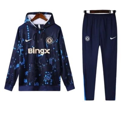 Nike Chelsea 2024-25 Black&amp;Blue Hooded Training Tracksuit Kits