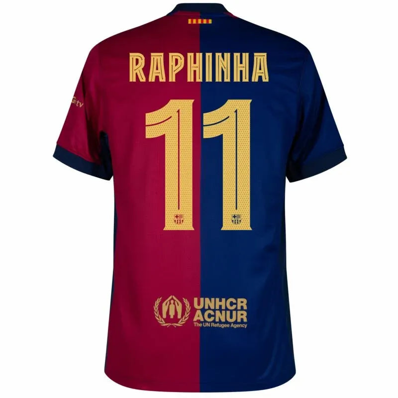 Barcelona Home Raphinha 11 Shirt incl. UNHCR and New Spotify Sponsor (La Liga) 2024-2025 Size S-4XL