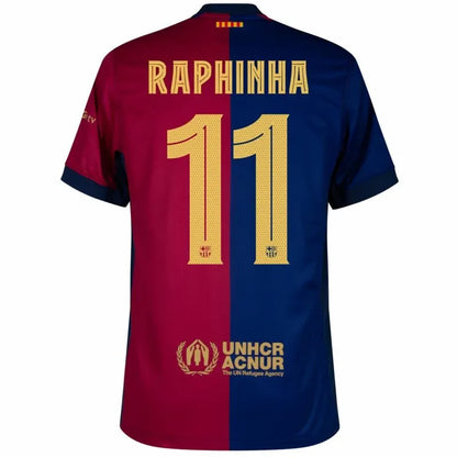 Barcelona Home Raphinha 11 Shirt incl. UNHCR and New Spotify Sponsor (La Liga) 2024-2025 Size S-4XL