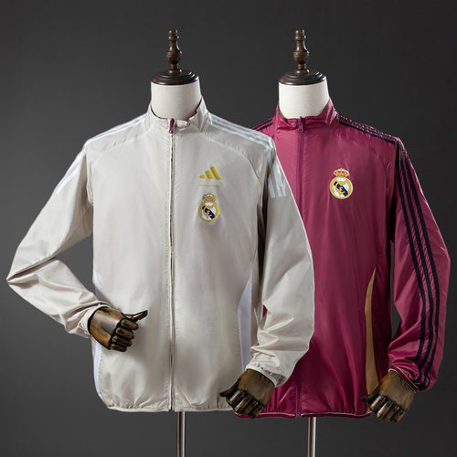 Real Madrid Reversible Jacket Windbreaker - Beige & Red
