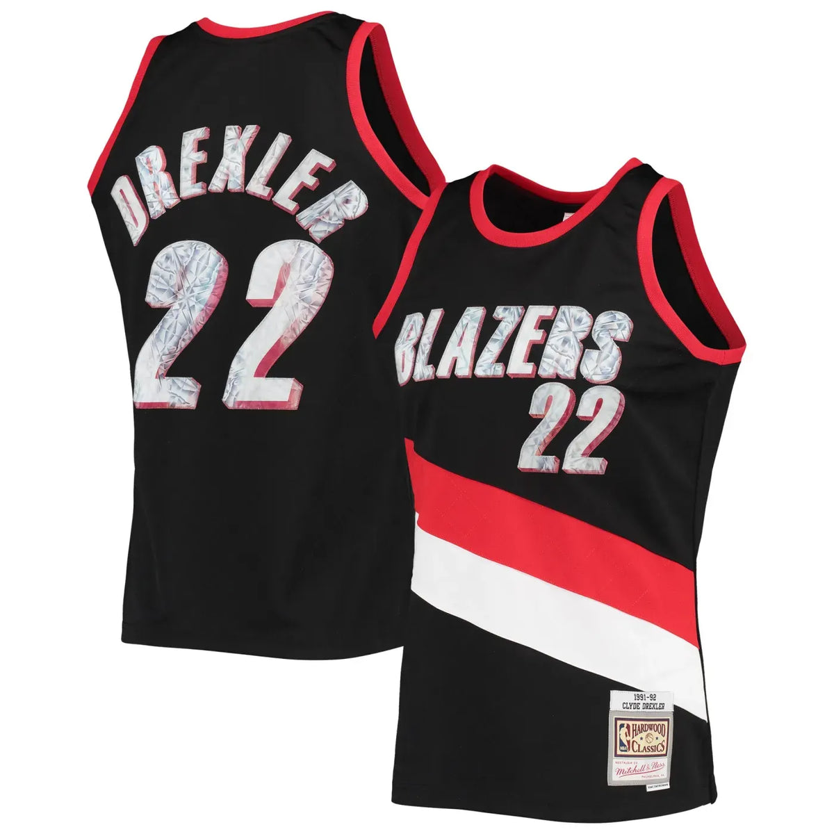 Men's Portland Trail Blazers Clyde Drexler Black 1991-92 Hardwood Classics NBA 75th Anniversary Diamond Swingman Jersey