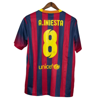 A.INIESTA #8 Barcelona Home Shirt Retro Jersey 13-14