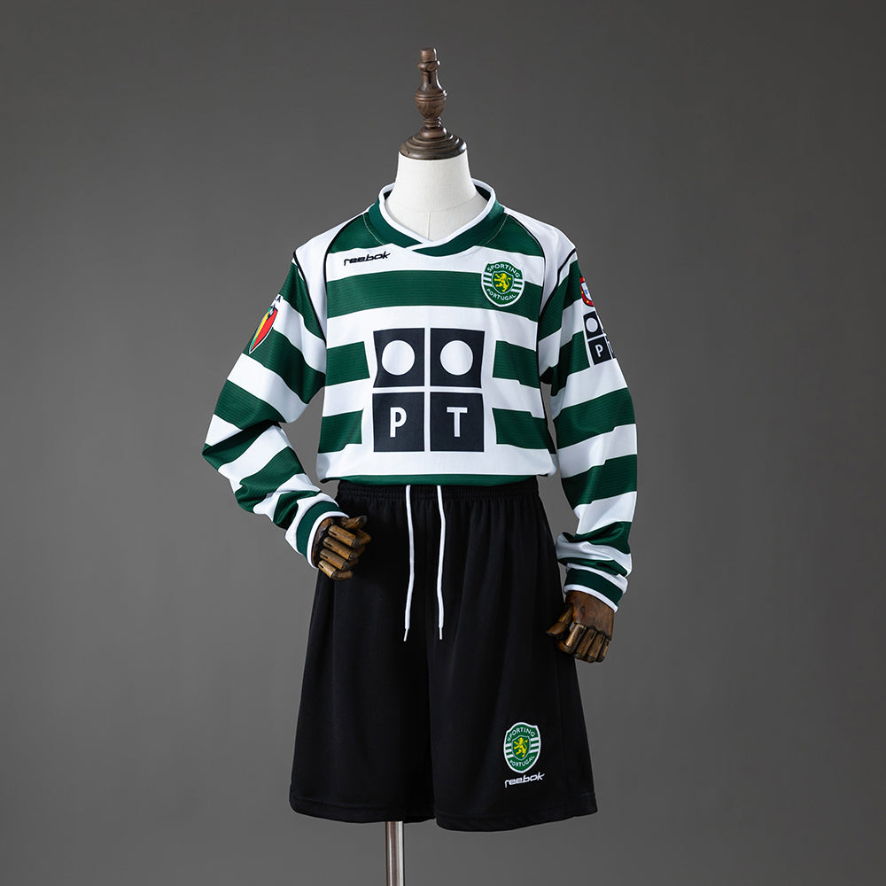 Sporting CP 01-02 Home Retro Long-Sleeve Kids Kit