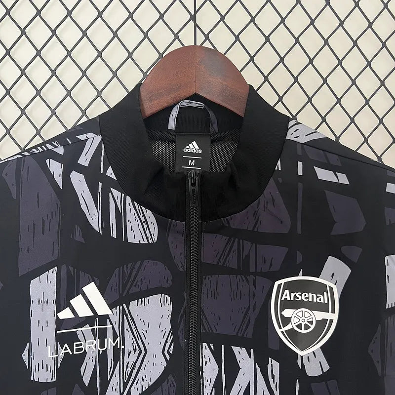 24-25 Arsenal Grey&amp;black Windbreaker Jacket Football