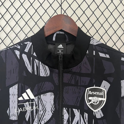 24-25 Arsenal Grey&amp;black Windbreaker Jacket Football