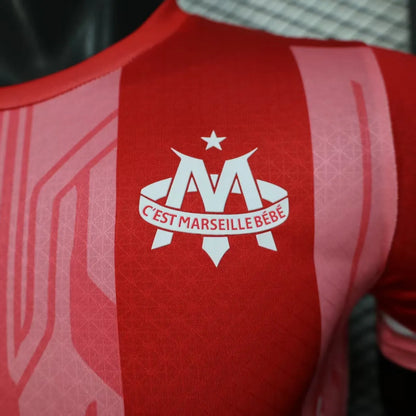 Player Version 25-26 Olympique de Marseille Red with Vertical Stripes Jersey