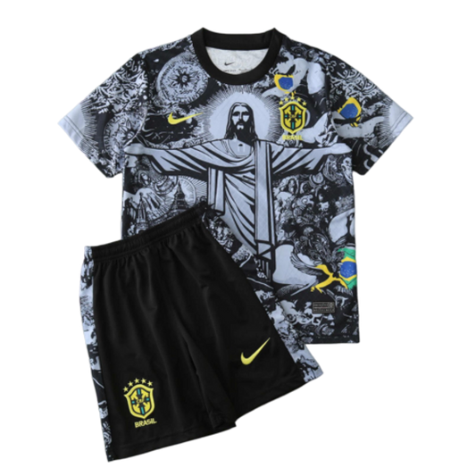 2024 Brazil Christ the Redeemer Special Kids Kit Football Jersey