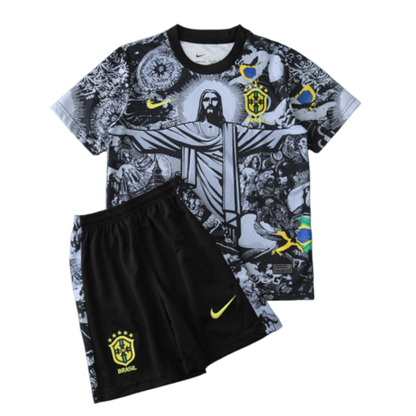 2024 Brazil Christ the Redeemer Special Kids Kit Football Jersey